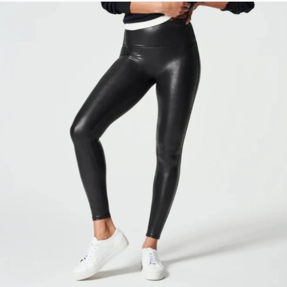 SPANX Black Faux Leather Leggings Style 2437